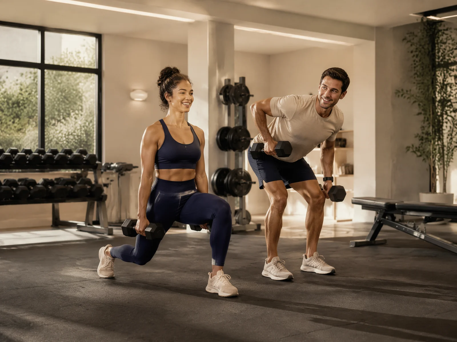 Adults completing an attainable strength-training session in a modern gym